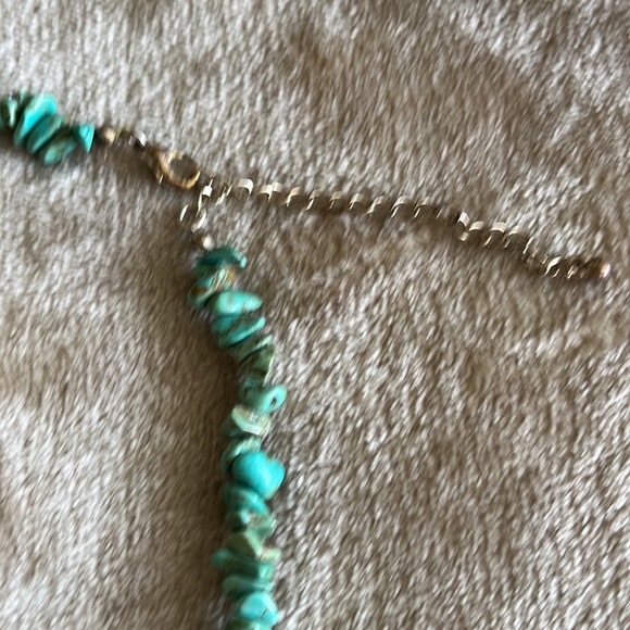 Vintage Silver Pebble Cross with Turquoise stone Necklace - Picture 5 of 10